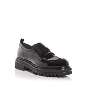 LA CANADIENNE Womens Black 1&quot; Platform Strap Notched Refresh Loafers Shoes 37