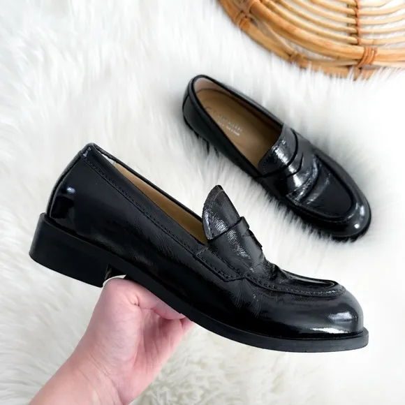 La Canadienne Women's Dominic Slip On Loafer Flats Black Slip On Platform