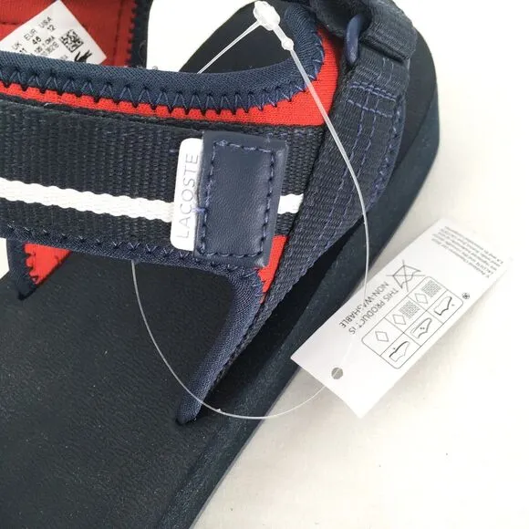 Lacoste Men 12 Suruga Athletic Sandals Navy Blue Hook Loop Adjustable NEW