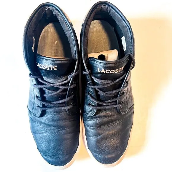Lacoste Men's Ampthill Chunky Leather High-Top Trainer Sneakers Chukka  Size 13