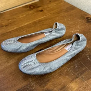 Lanvin Ballerina Flats Metallic Leather sz 6 taupe feminine minimalist coquette