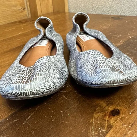 Lanvin Ballerina Flats Metallic Leather sz 6 taupe feminine minimalist coquette
