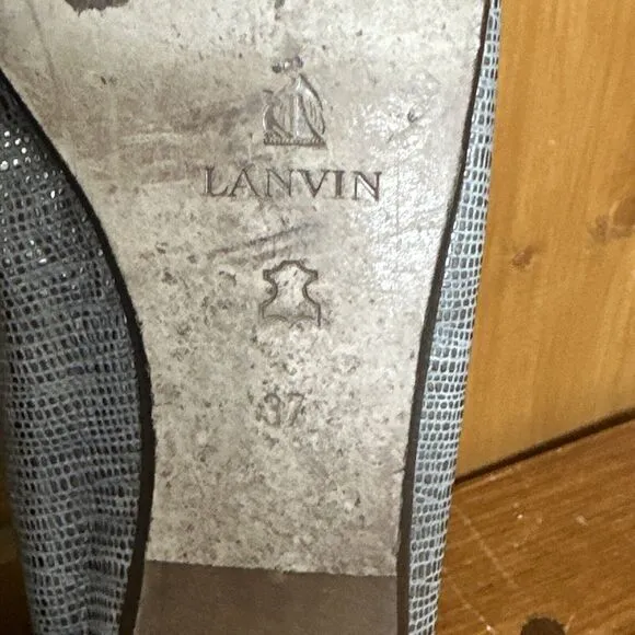 Lanvin Ballerina Flats Metallic Leather sz 6 taupe feminine minimalist coquette