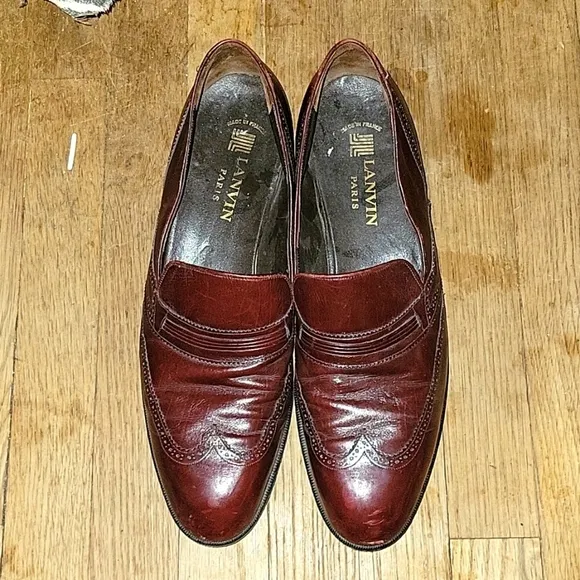 LANVIN PARIS Men's Leather Designer Business Casual Loafers Career Formal 10
