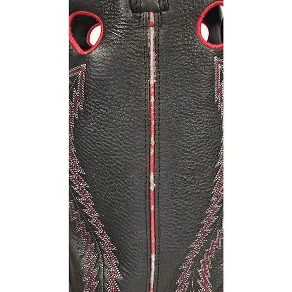 Laredo Buckaroo Western 14&quot; Men's Cowboy Boots 12D Black Red Leather Tall 62010