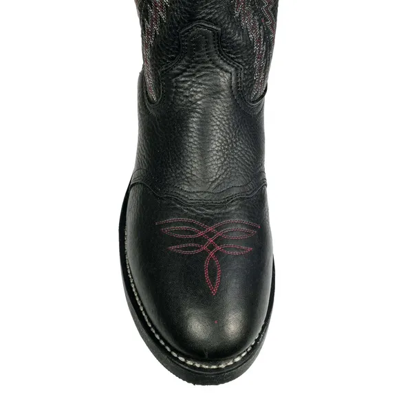 Laredo Buckaroo Western 14&quot; Men's Cowboy Boots 12D Black Red Leather Tall 62010
