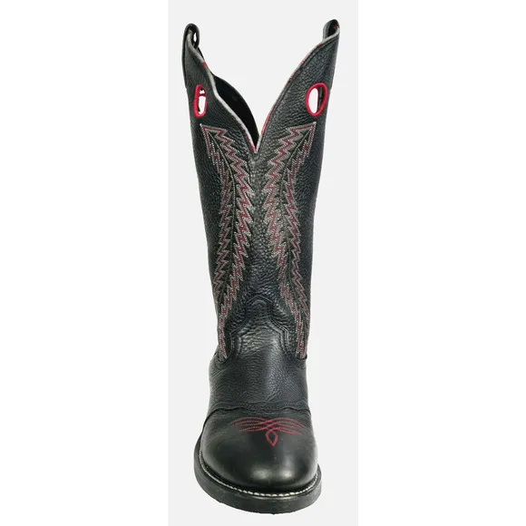 Laredo Buckaroo Western 14&quot; Men's Cowboy Boots 12D Black Red Leather Tall 62010