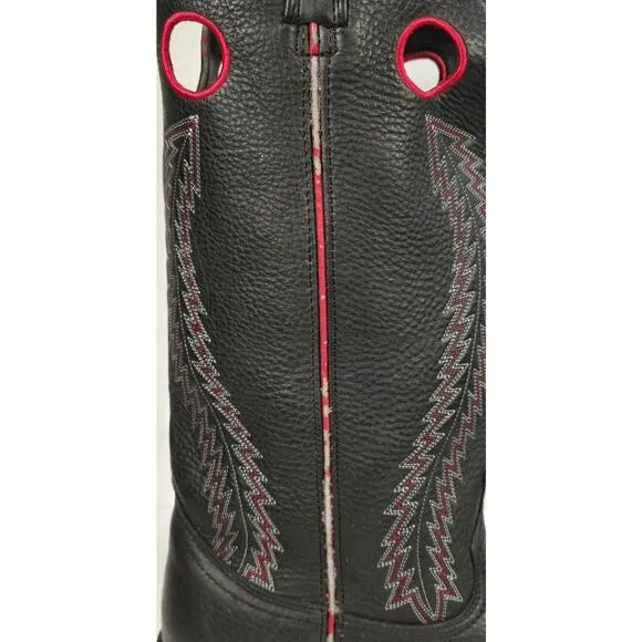 Laredo Buckaroo Western 14&quot; Men's Cowboy Boots 12D Black Red Leather Tall 62010