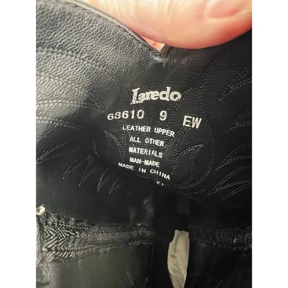 Laredo East Bound Men’s Cowboy Black Western Boots Size 9EW