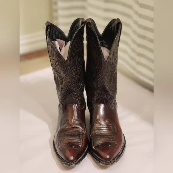 Laredo Men's cowboy boots leather dark  11.5 EE Made in USA