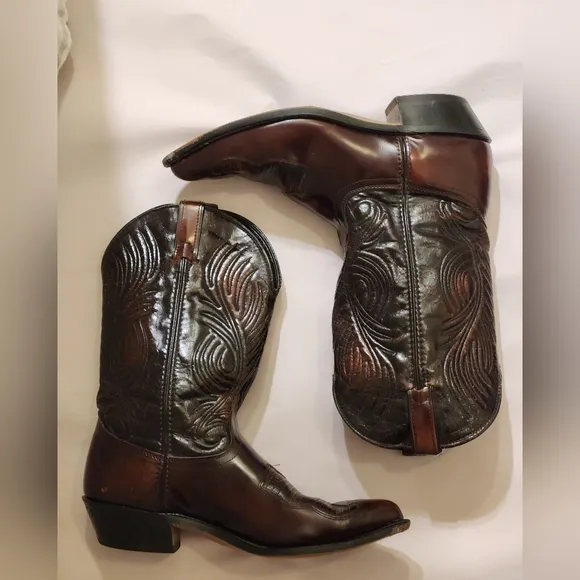 Laredo Men's cowboy boots leather dark  11.5 EE Made in USA