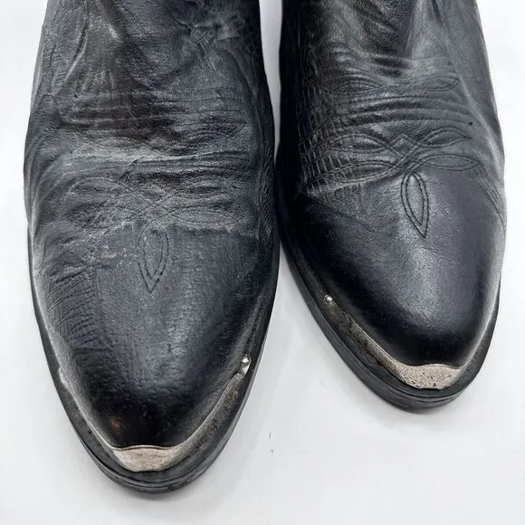 LAREDO Mens 9.5 Black Leather Cowboy Western Boots Style 68610 Metal Toe