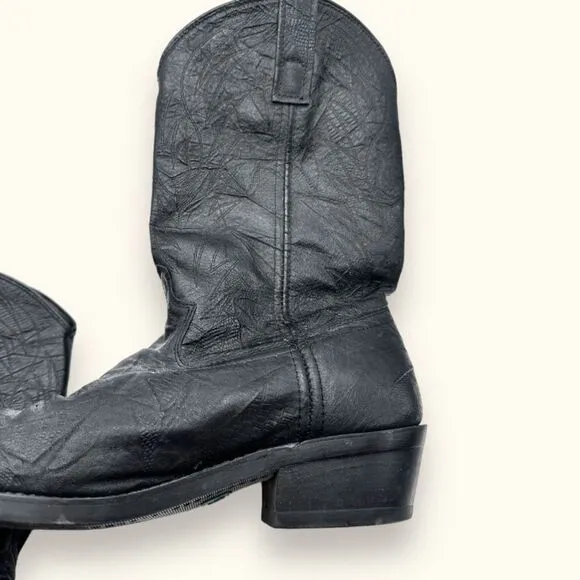 LAREDO Mens 9.5 Black Leather Cowboy Western Boots Style 68610 Metal Toe