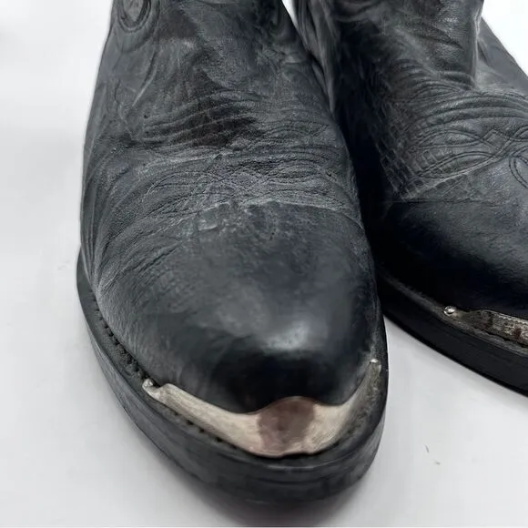 LAREDO Mens 9.5 Black Leather Cowboy Western Boots Style 68610 Metal Toe