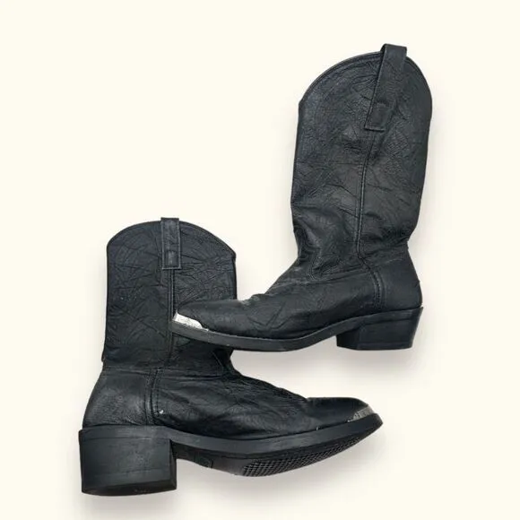 LAREDO Mens 9.5 Black Leather Cowboy Western Boots Style 68610 Metal Toe