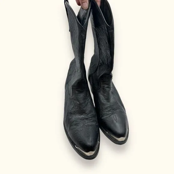 LAREDO Mens 9.5 Black Leather Cowboy Western Boots Style 68610 Metal Toe
