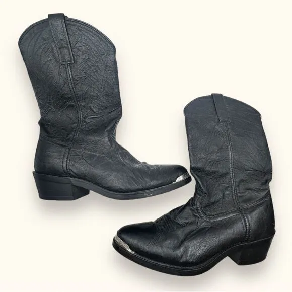 LAREDO Mens 9.5 Black Leather Cowboy Western Boots Style 68610 Metal Toe