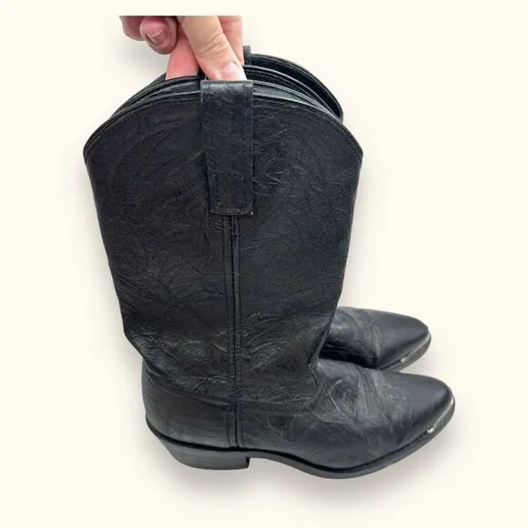 LAREDO Mens 9.5 Black Leather Cowboy Western Boots Style 68610 Metal Toe