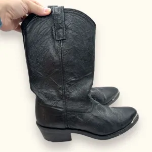 LAREDO Mens 9.5 Black Leather Cowboy Western Boots Style 68610 Metal Toe