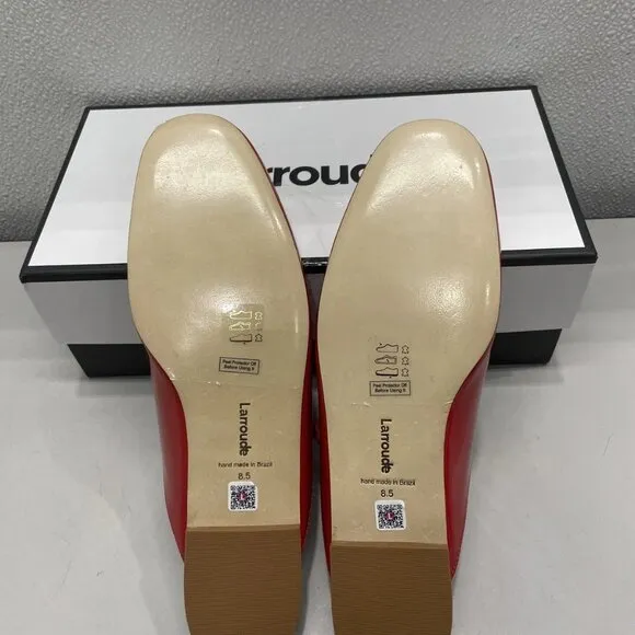 Larroudé Blair Mule Flats – Women’s Size 8.5 – Scarlet Patent Leather –