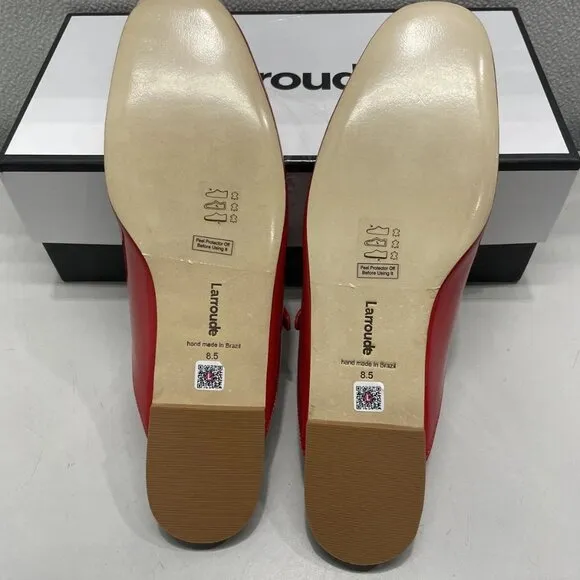 Larroudé Blair Mule Flats – Women’s Size 8.5 – Scarlet Patent Leather –