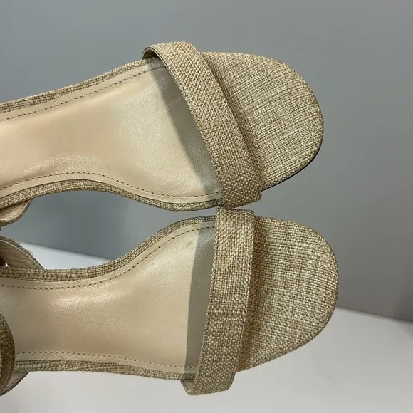 Larroude Selena 45MM Raffia Block Heel Sandals Size 6