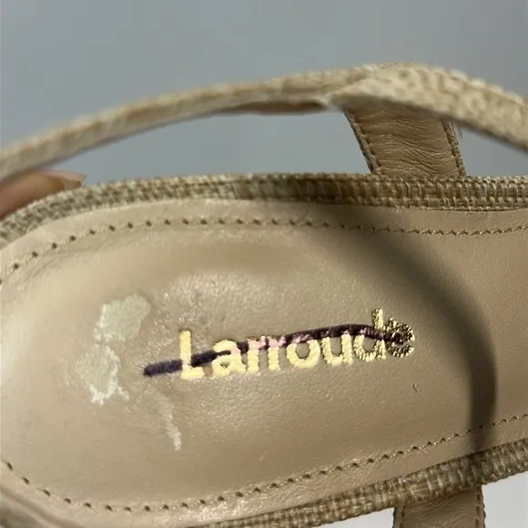Larroude Selena 45MM Raffia Block Heel Sandals Size 6