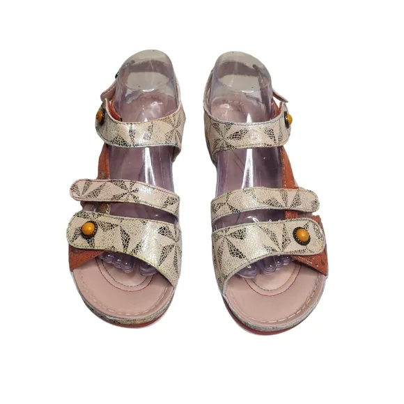 L'atiste by spring step Payokya women's colorful strappy summer sandals Sz 10.5