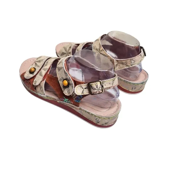 L'atiste by spring step Payokya women's colorful strappy summer sandals Sz 10.5