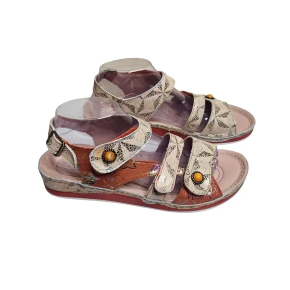 L'atiste by spring step Payokya women's colorful strappy summer sandals Sz 10.5