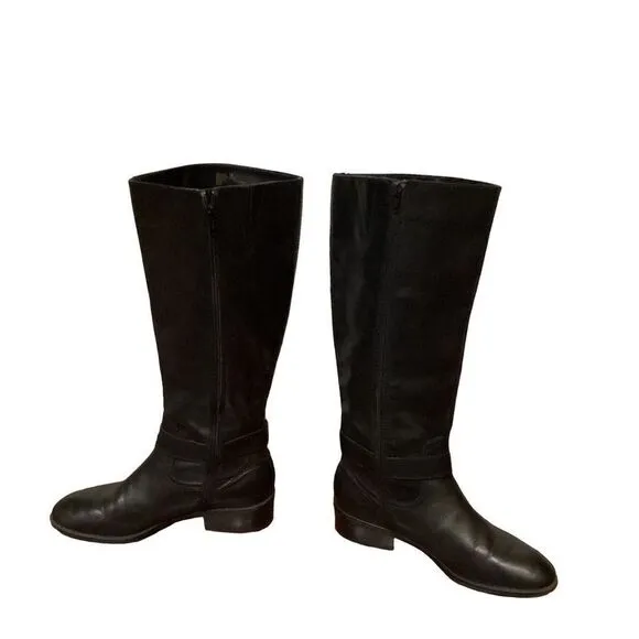 Lauren by Ralph Lauren Micah Black Leather Knee High Boots Sz Sz 7