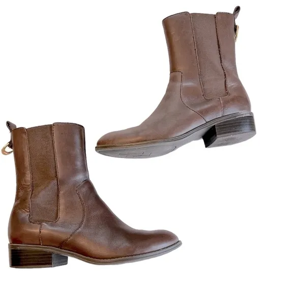 Lauren Ralph Lauren Leather Mona Brown Pull On Boots size 8