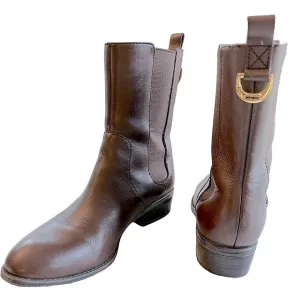 Lauren Ralph Lauren Leather Mona Brown Pull On Boots size 8