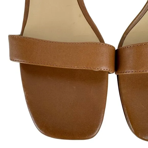 LAUREN RALPH LAUREN LOGAN HEELED SANDALS IN DEEP SADDLE TAN NWOB SIZE 7.5B