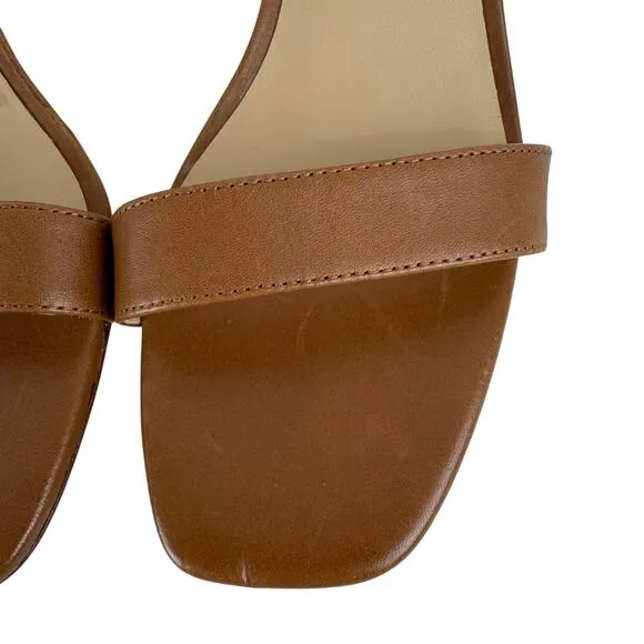 LAUREN RALPH LAUREN LOGAN HEELED SANDALS IN DEEP SADDLE TAN NWOB SIZE 7.5B