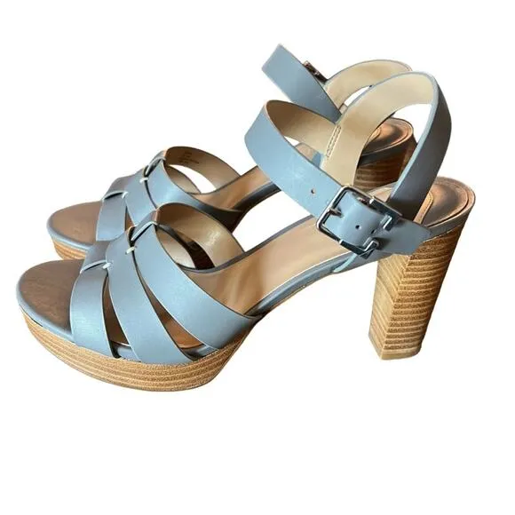 Lauren Ralph Lauren Soffia Leather Platform Heels Sandals Ocean  NEW Size 9.5