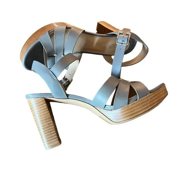 Lauren Ralph Lauren Soffia Leather Platform Heels Sandals Ocean  NEW Size 9.5