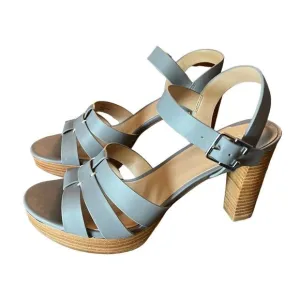 Lauren Ralph Lauren Soffia Leather Platform Heels Sandals Ocean  NEW Size 9.5