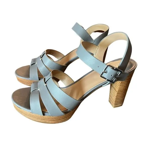 Lauren Ralph Lauren Soffia Leather Platform Heels Sandals Ocean  NEW Size 9.5