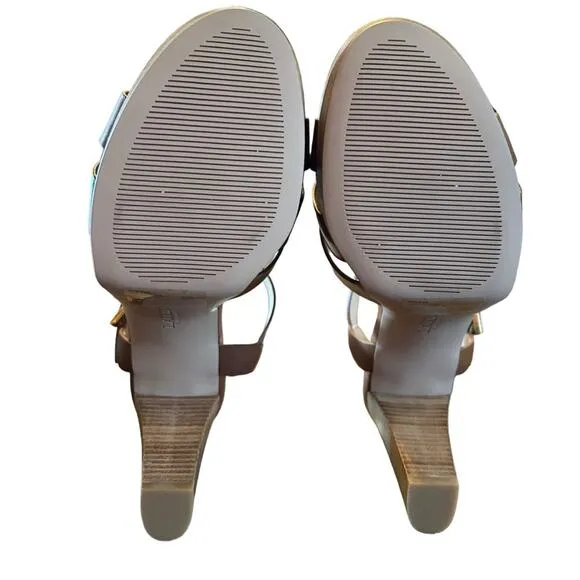Lauren Ralph Lauren Soffia Leather Platform Sandals Polo Tan NEW Size 10