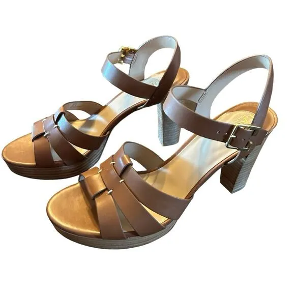 Lauren Ralph Lauren Soffia Leather Platform Sandals Polo Tan NEW Size 10