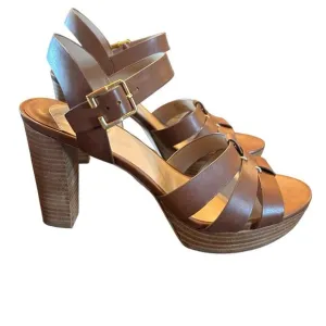 Lauren Ralph Lauren Soffia Leather Platform Sandals Polo Tan NEW Size 10