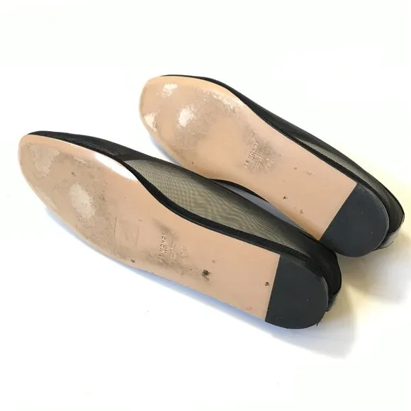Le Monde Beryl Luna Ballet Flats Womens 41.5 11.5 Black Mesh Leather Trim Shoes