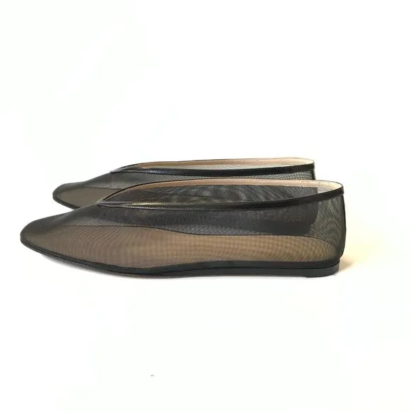 Le Monde Beryl Luna Ballet Flats Womens 41.5 11.5 Black Mesh Leather Trim Shoes