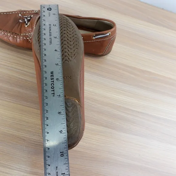 Leather Boat Loafers Womens 7.5 D GEOX Respira Tan Deck Tie Moccasin Nautical