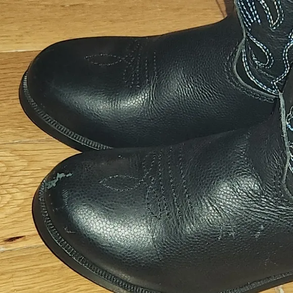 LEATHER MASTERSON BOOT COMPANY BLACK COWBOY BOOTS SIZE 7 TODDLER ADORABLE