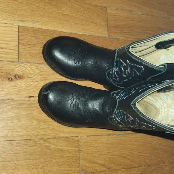 LEATHER MASTERSON BOOT COMPANY BLACK COWBOY BOOTS SIZE 7 TODDLER ADORABLE