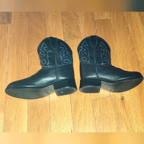 LEATHER MASTERSON BOOT COMPANY BLACK COWBOY BOOTS SIZE 7 TODDLER ADORABLE