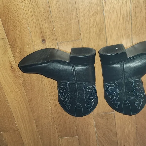 LEATHER MASTERSON BOOT COMPANY BLACK COWBOY BOOTS SIZE 7 TODDLER ADORABLE