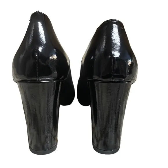 LEHOOR  Chunky Suede/Patent Leather Block Heel Fringed Pumps  Size 8.5